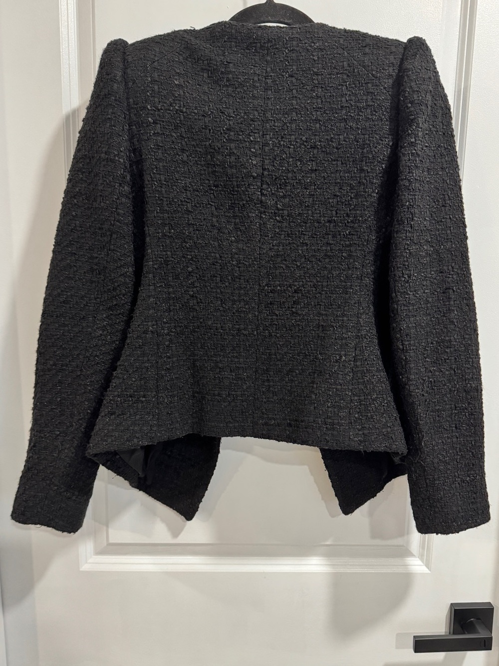 Express Black Tweed Open Front Asymmetrical Jacket Blazer Small - Picture 3 of 10